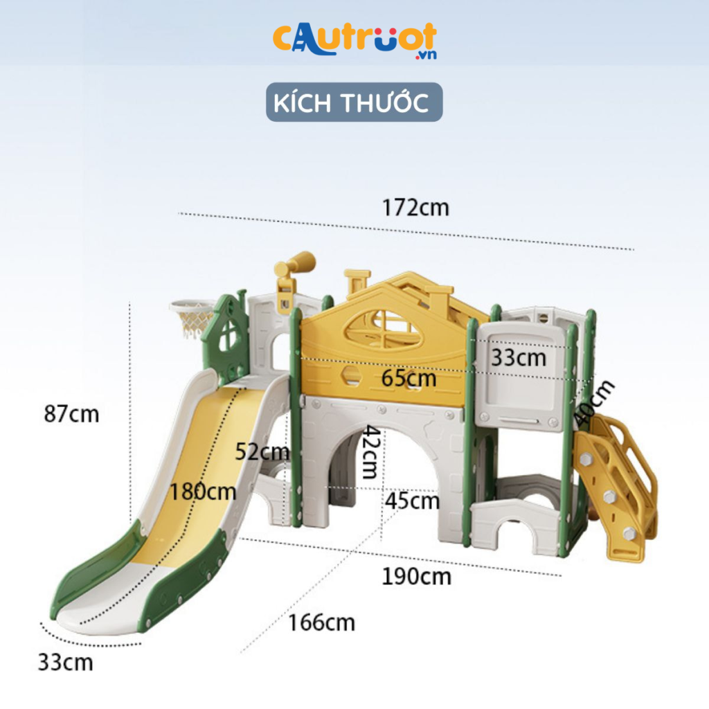 Các thông số về kích thước của bộ cầu trượt CS3