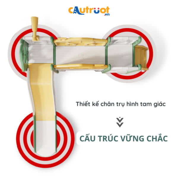 Thiết kế an toàn, vững chắc với phần chân trụ hình tam giác ổn định